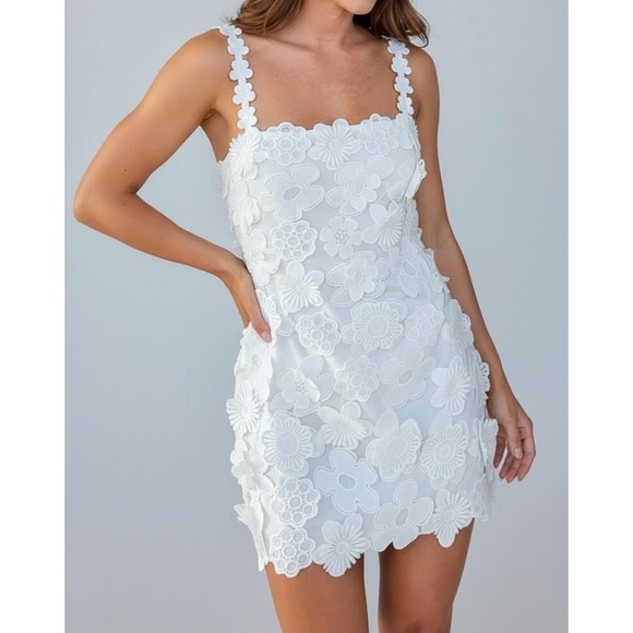 TULAROSA Kimmy 3D Floral Appliqu Mini Dress, Ivory, Medium - www.hdc.com.do